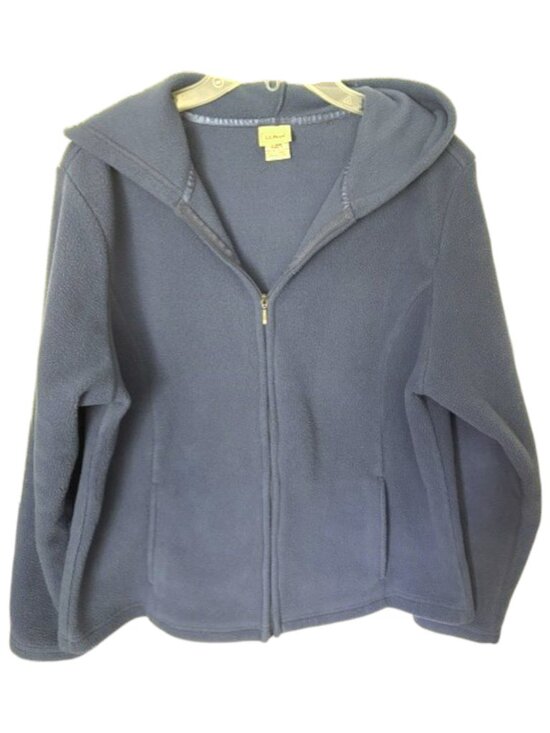 L.L. Bean Tops - L.L. Bean Vintage Full Zip Hooded Fleece Jacket - Medium Blue - L